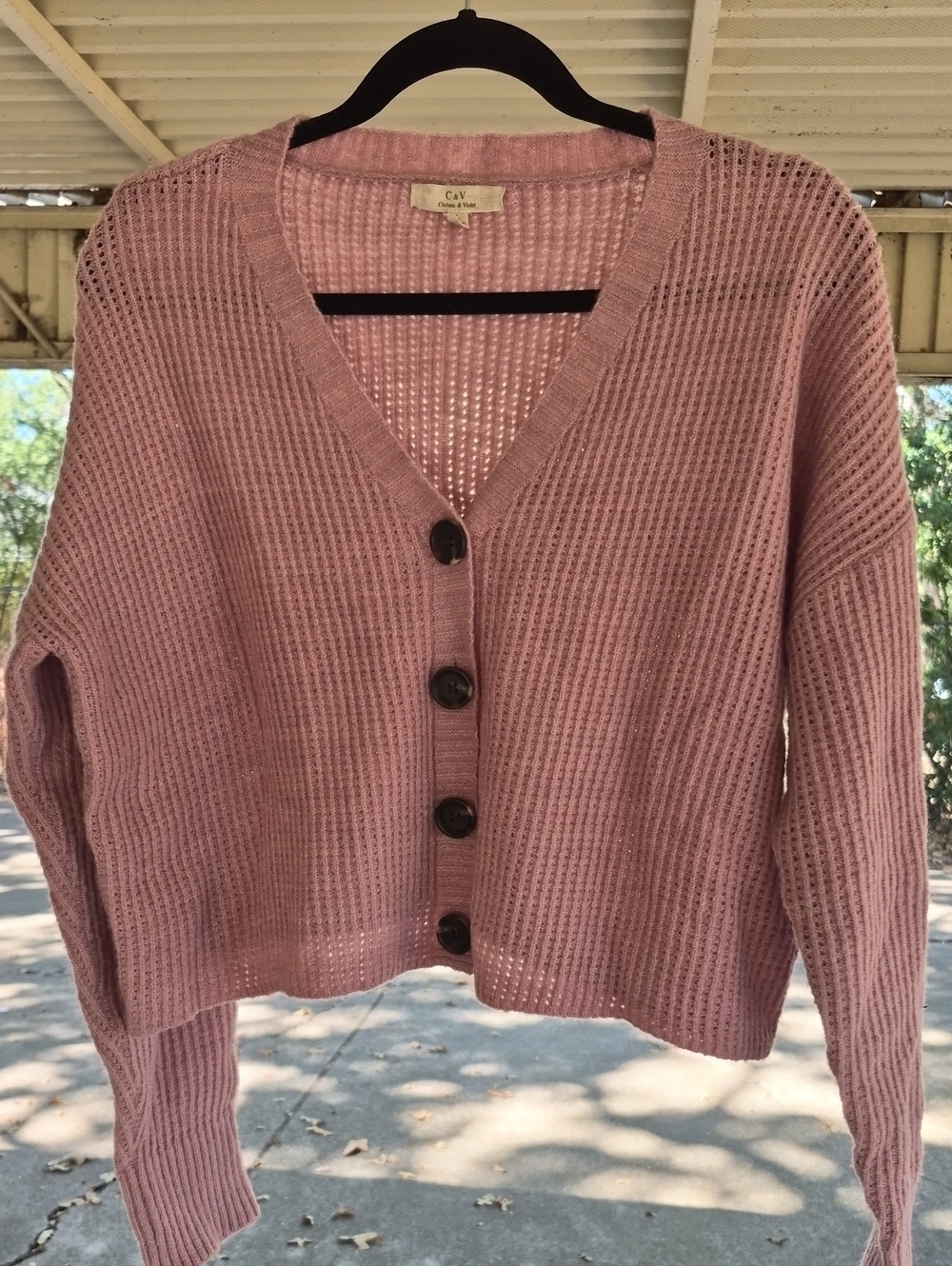 Dusty Rose V-Neck Button Cardigan